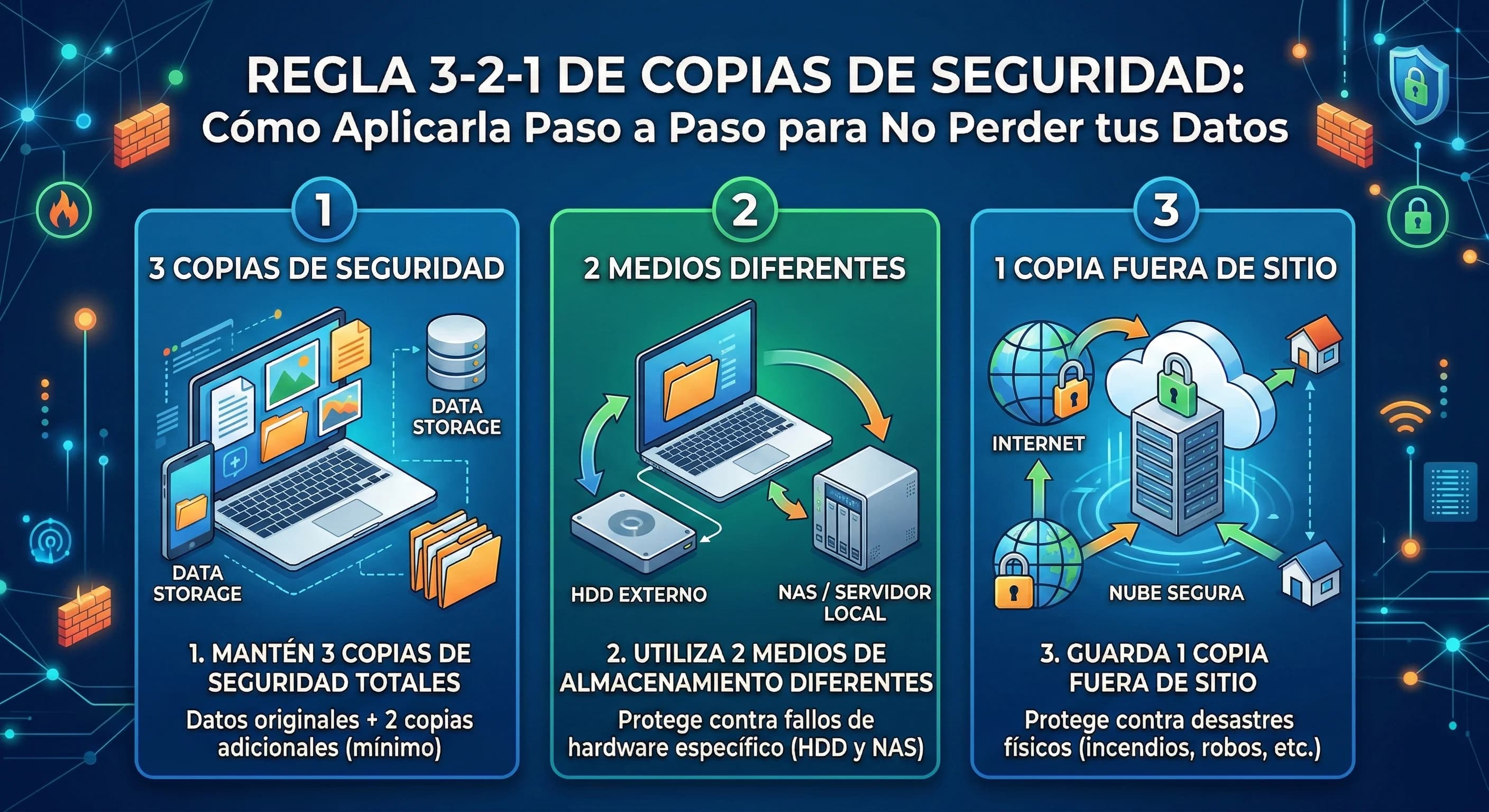 Regla 3-2-1 de Copias de Seguridad: Cómo Aplicarla Paso a Paso para No Perder tus Datos